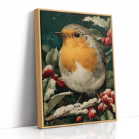Robin in the Holly Snow