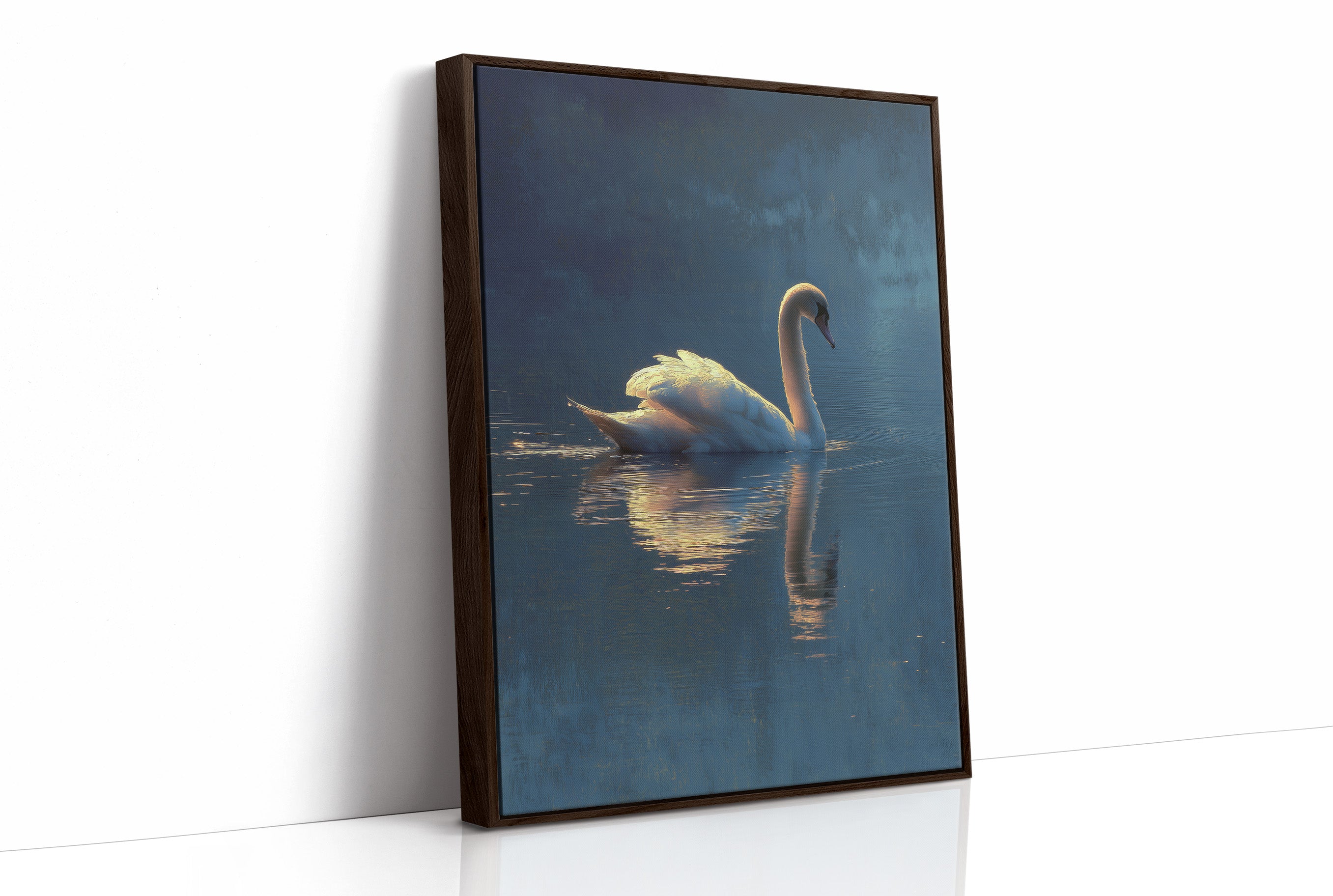 Swan Glides Through Golden Hour
