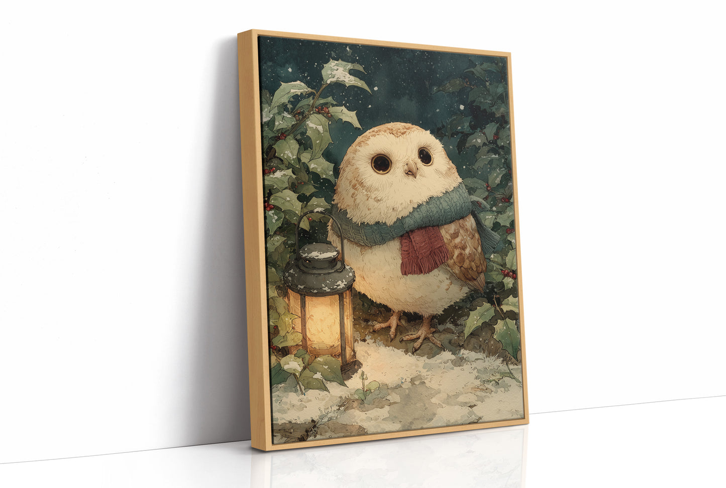 Owl with Lantern, Winter Night