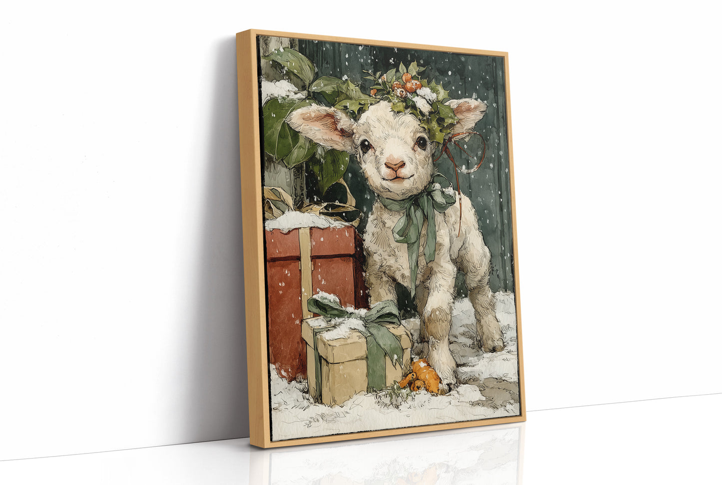 Lamb with Gifts, Winter Wreath