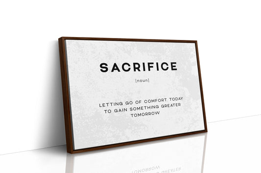 Sacrifice Definition Canvas Art | Bold Motivational Typography Print for Home Office, Gym or Entrepreneur Décor