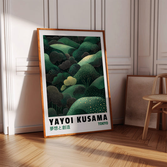 Abstract Green Dreamscape – Kusama-Inspired Forest