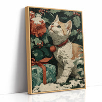 Kitten Among the Poinsettias