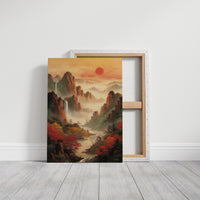 Red Maples Dance Through Mountain Mist