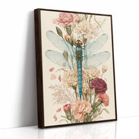 Dragonfly Among Carnations — Botanical Illustration Print
