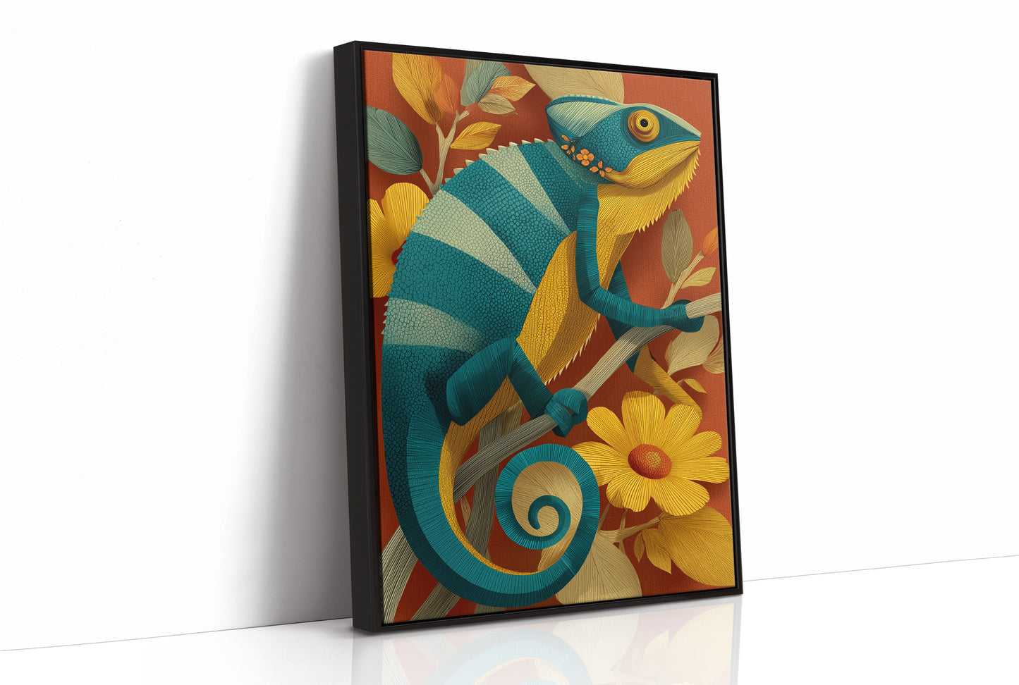 Chameleon Among the Daisies