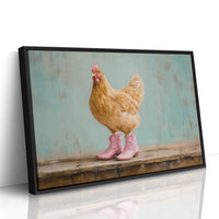 Hen Struts In Pink Boots