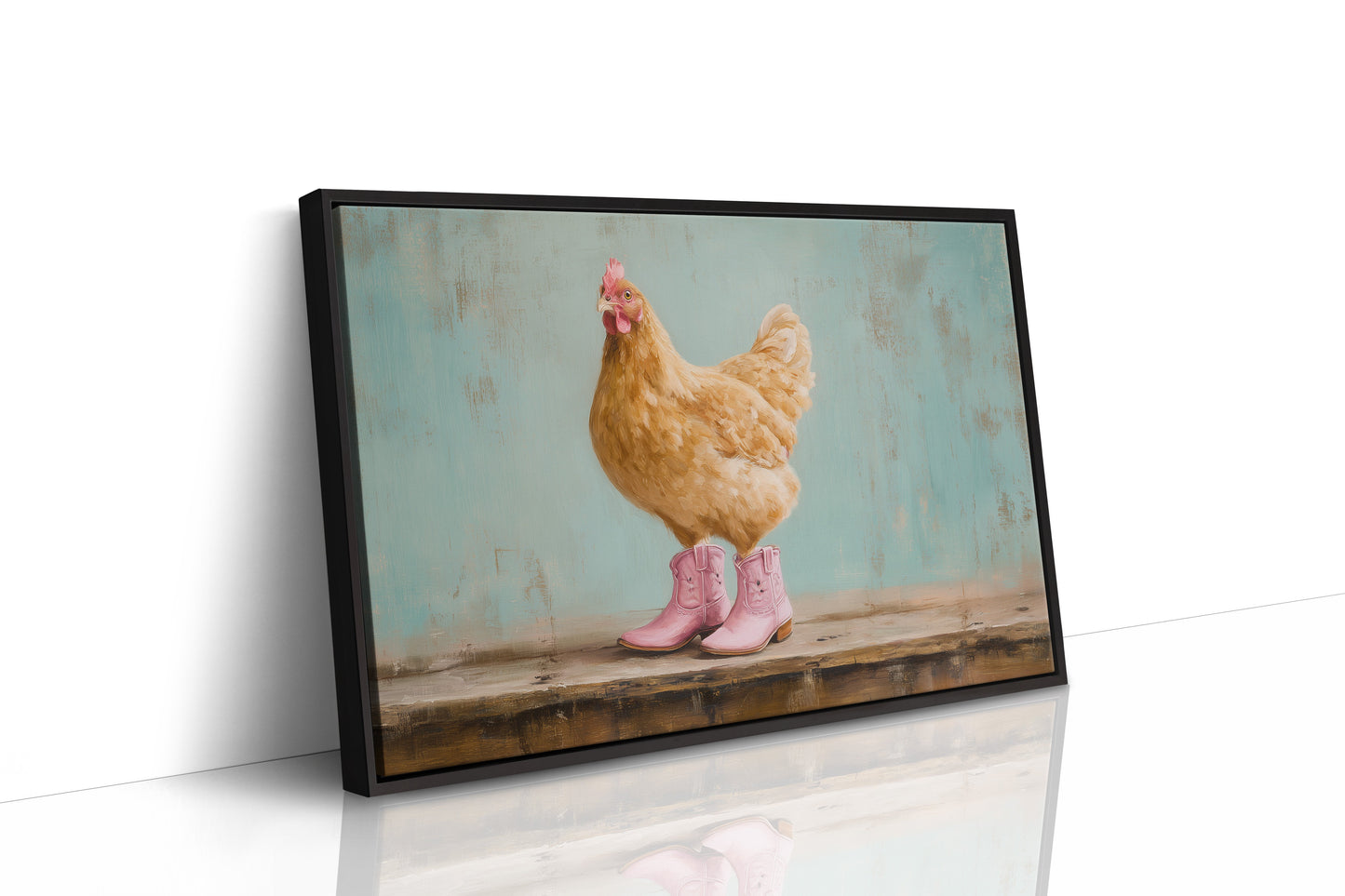 Hen Struts In Pink Boots