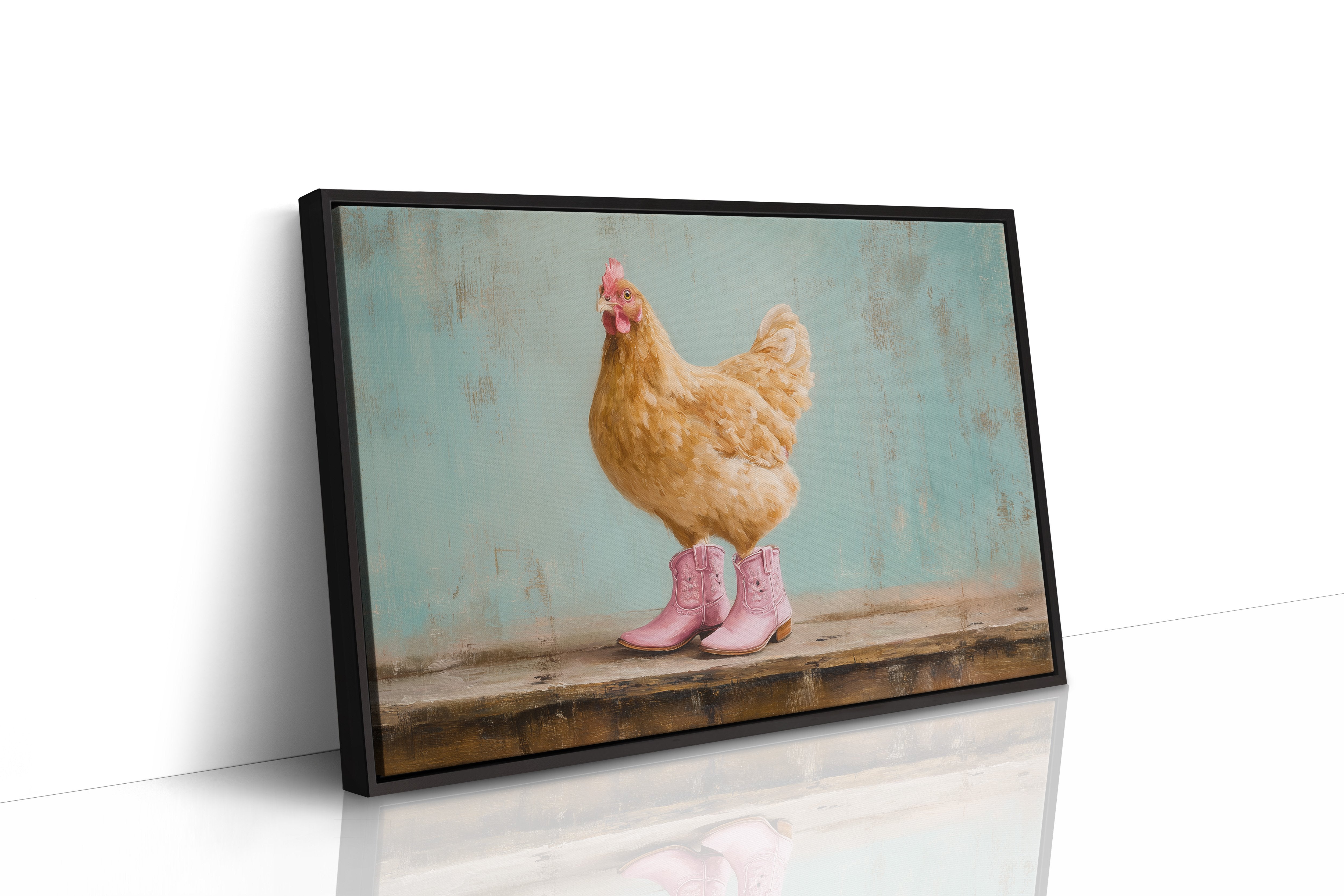 Hen Struts In Pink Boots