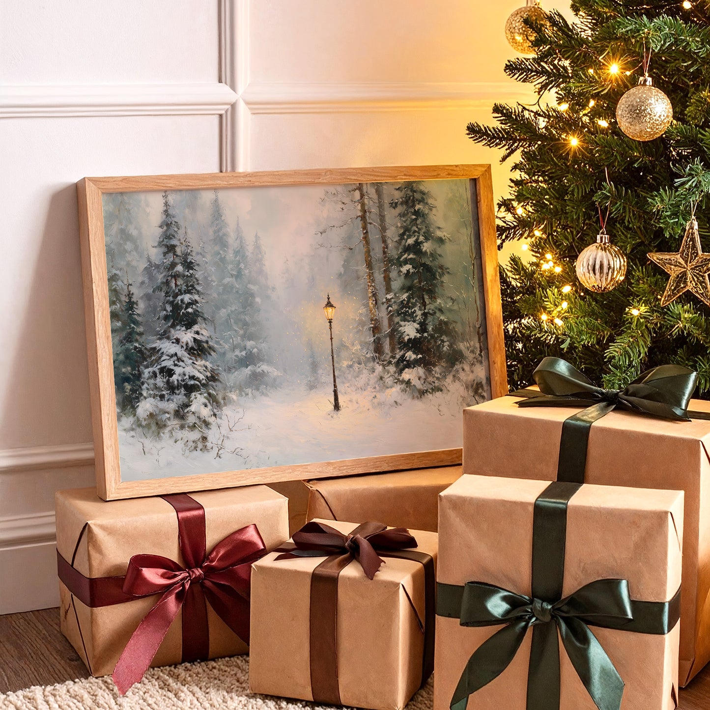 Lone Lamplight Guides Winter's Path