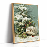 Hedgehog Beneath Snowy Pine