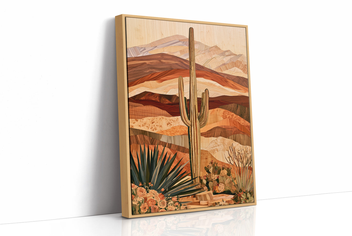 Saguaro In Wood Grain Layers