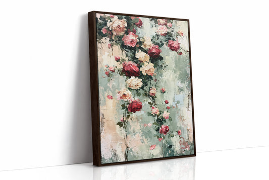 Climbing Roses on Plaster — Impasto Floral Painting