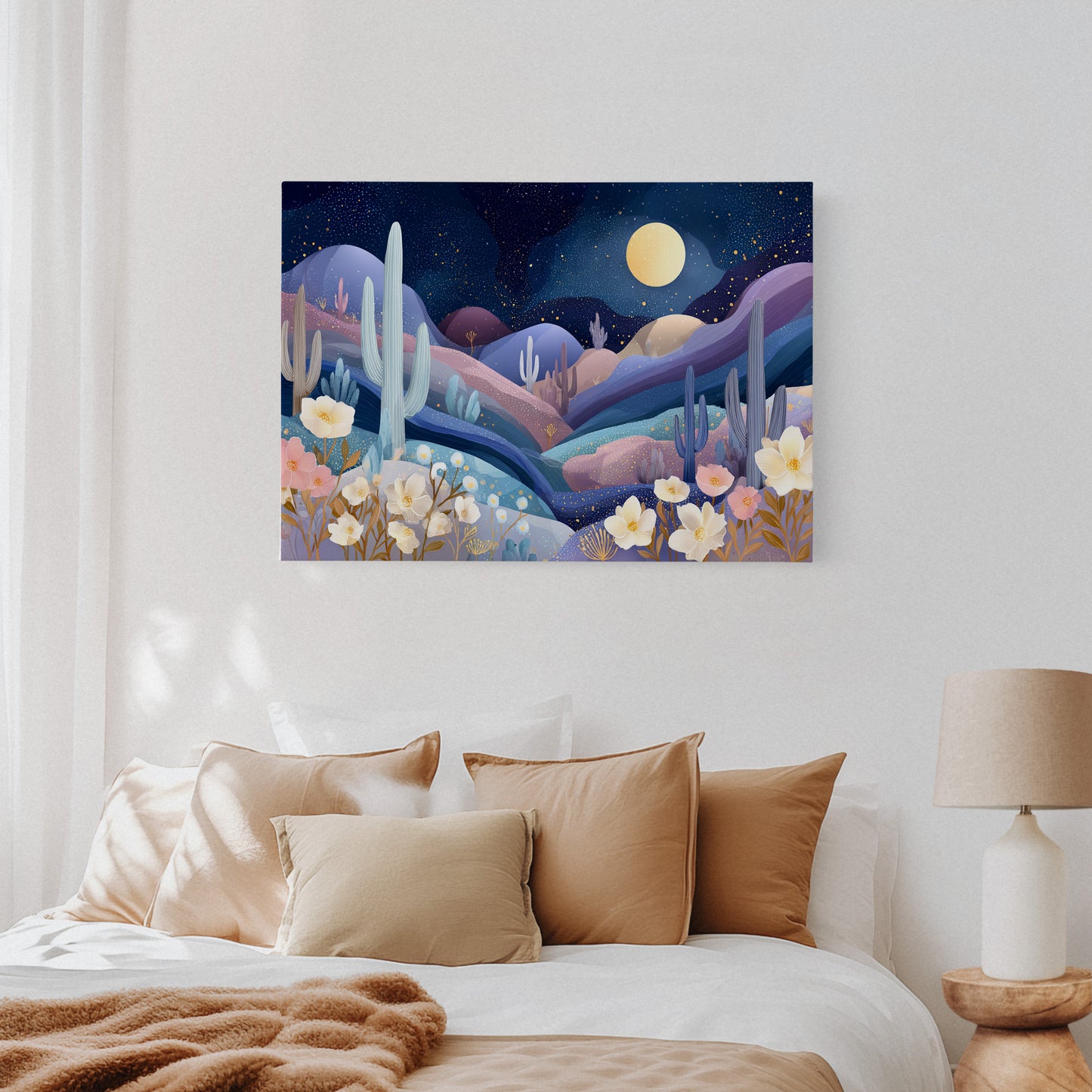 Desert Cosmos Blooms Under Moonlight