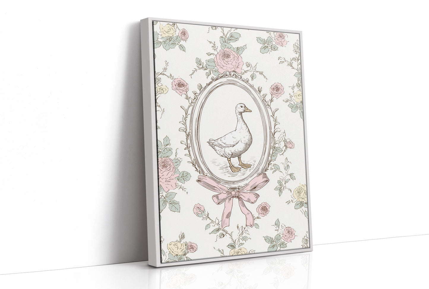 Pastoral Portrait: Duck in Floral Elegance