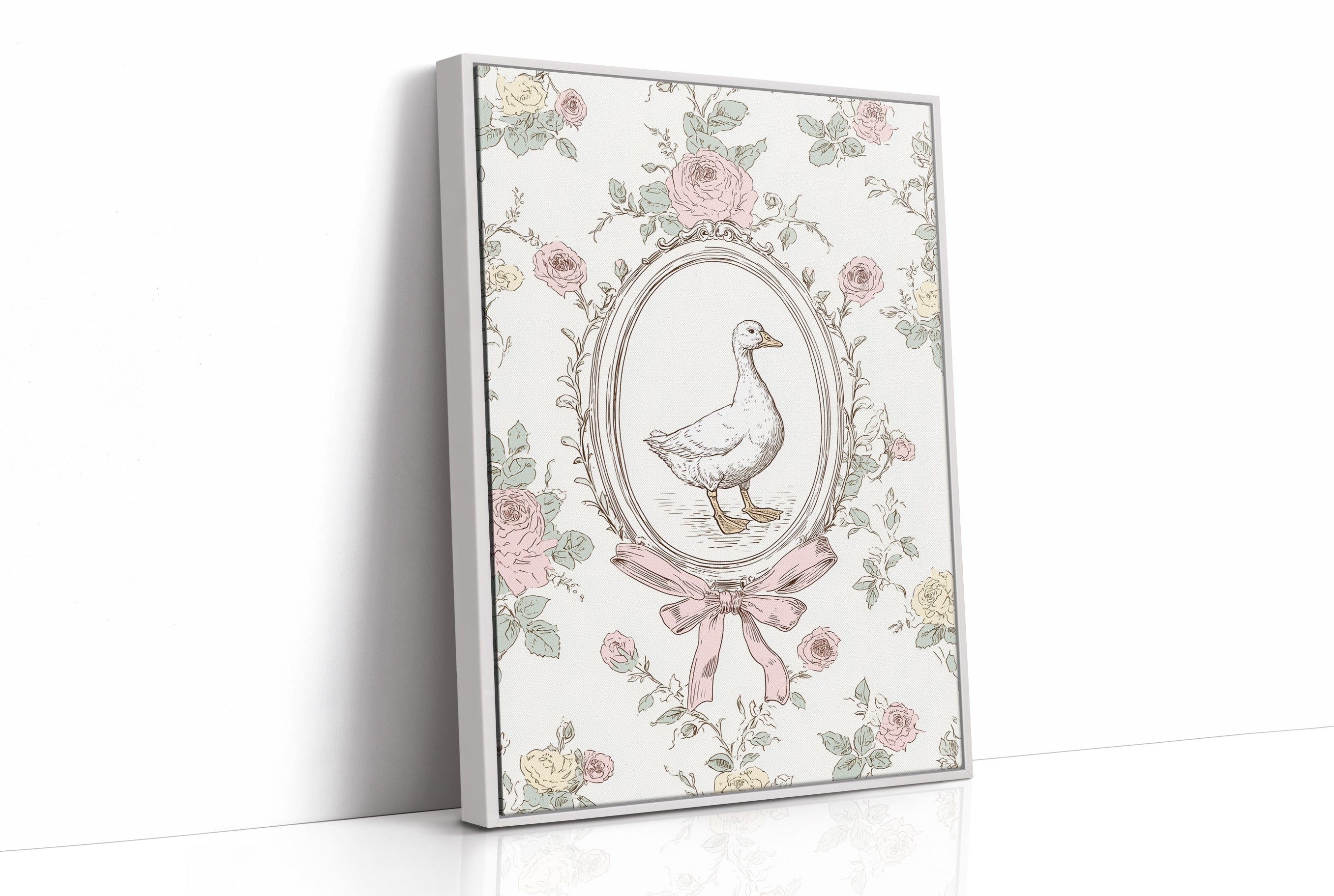 Pastoral Portrait: Duck in Floral Elegance