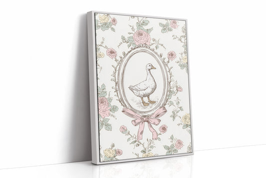 Pastoral Portrait: Duck in Floral Elegance