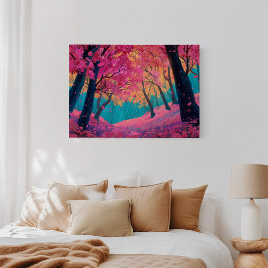 Cherry Blossoms Dance In Turquoise Light