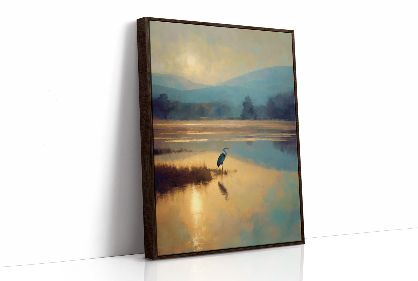 Heron's Dawn On Still Waters