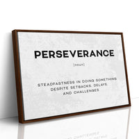 Perseverance Definition Canvas Art | Bold Motivational Typography Print for Home Office, Gym or Entrepreneur Décor