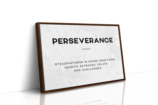 Perseverance Definition Canvas Art | Bold Motivational Typography Print for Home Office, Gym or Entrepreneur Décor