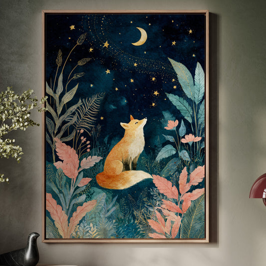 Fox Under a Starry Night