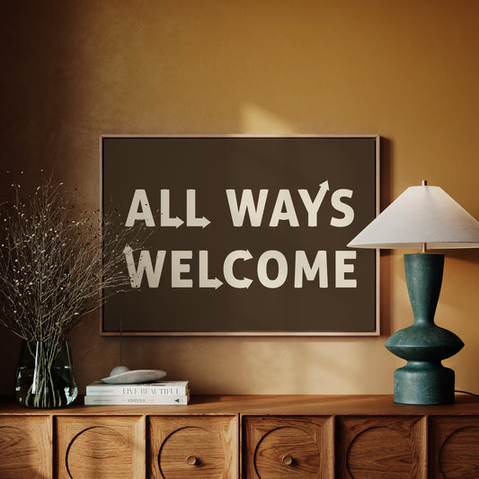 All Ways Welcome Bold Dark Background Print