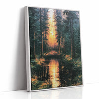 Into the Blaze: Shadowed Forest at Sunset