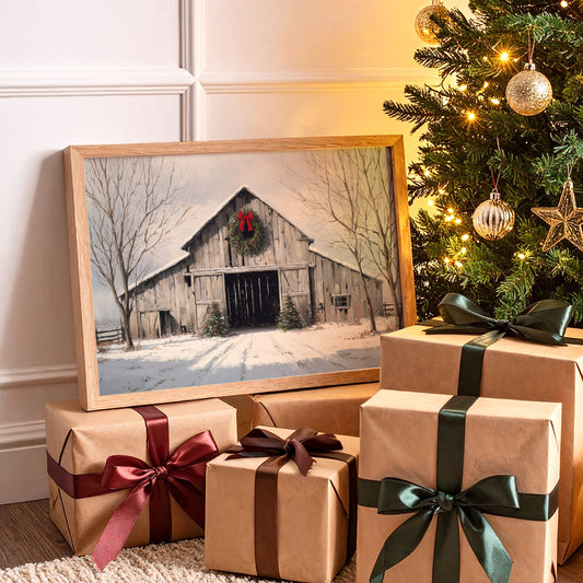 Winter Barn Wears Holiday Red