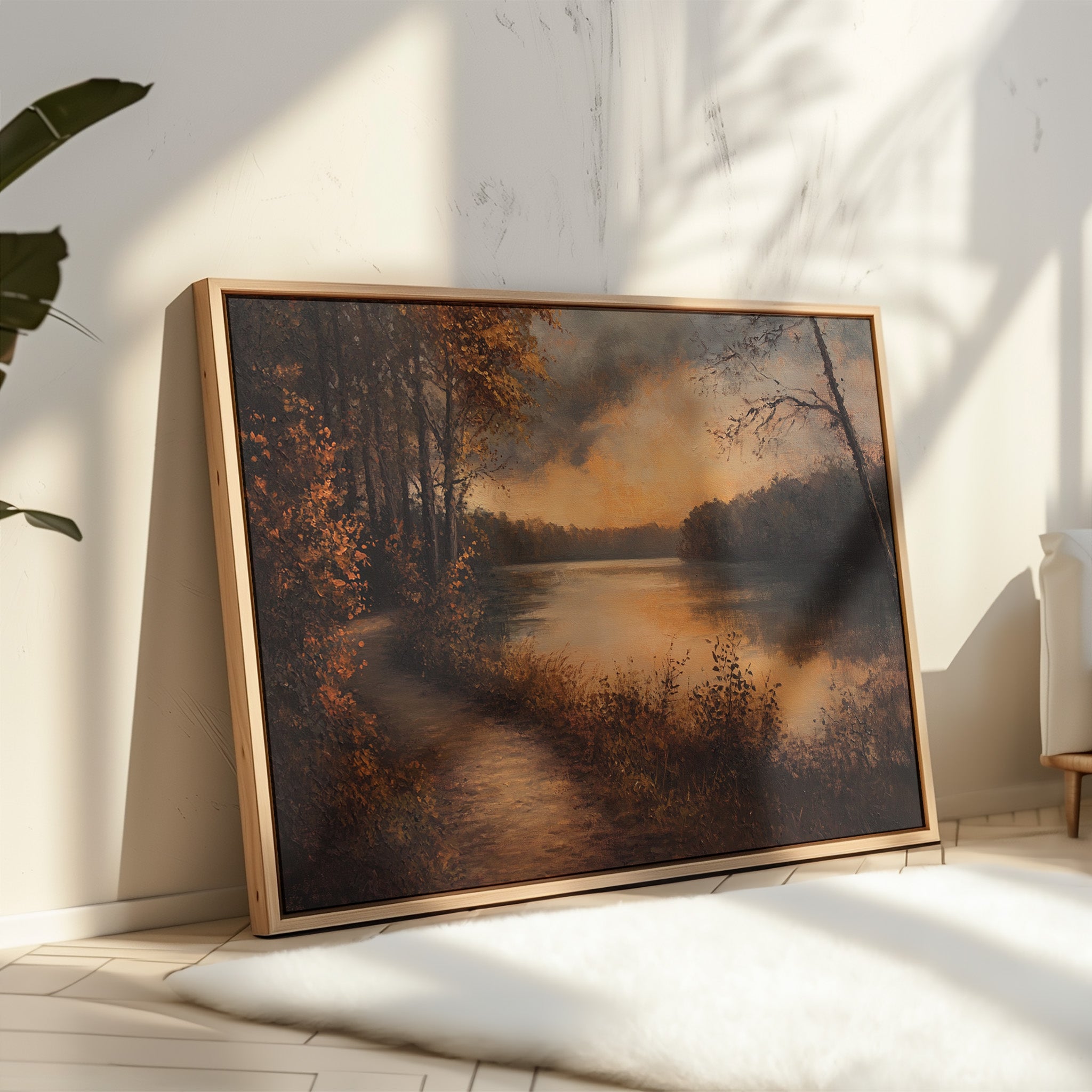 Autumn Path Leads To Golden Waters