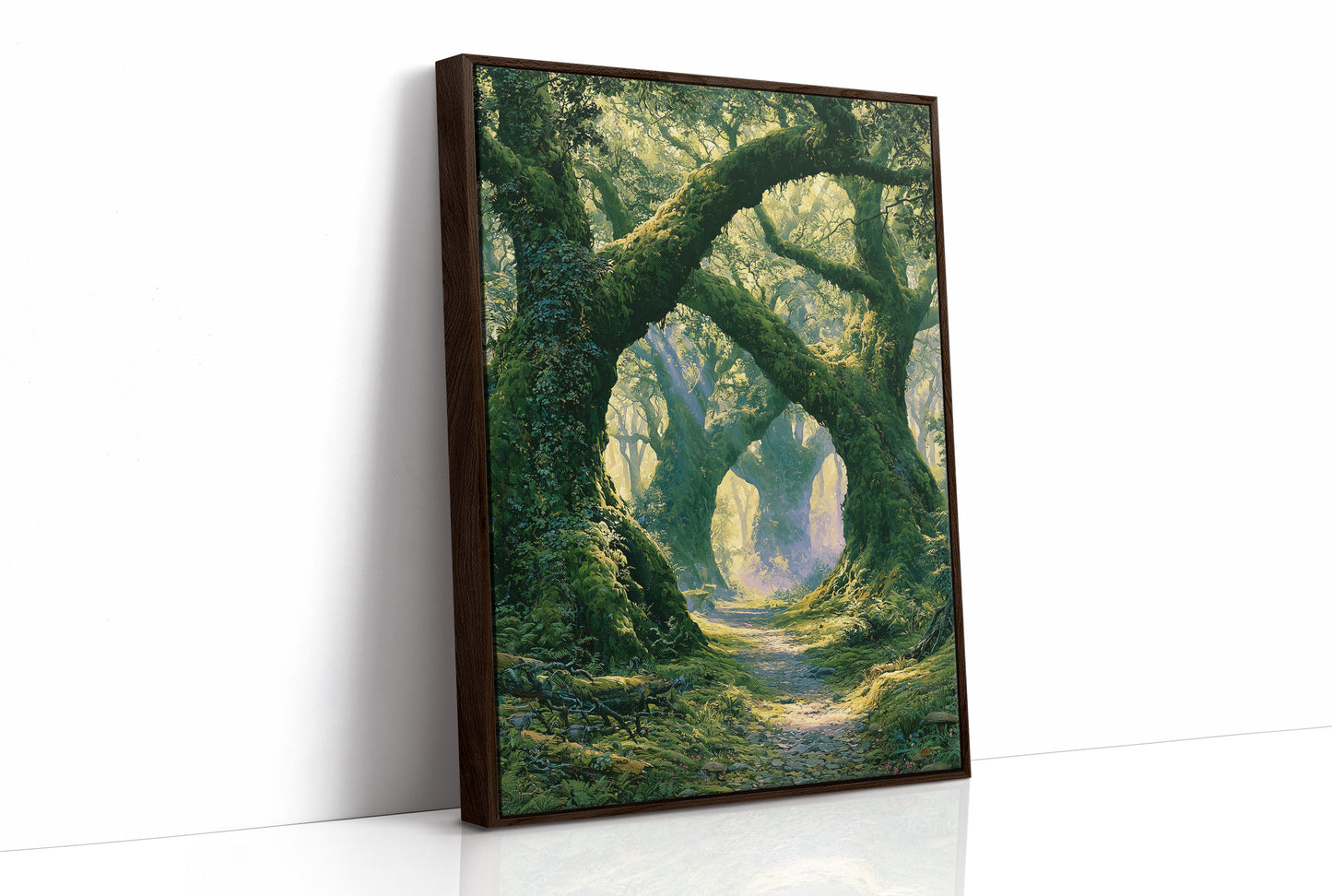 The Mossy Archway — Lavender Mist Forest Path Painting