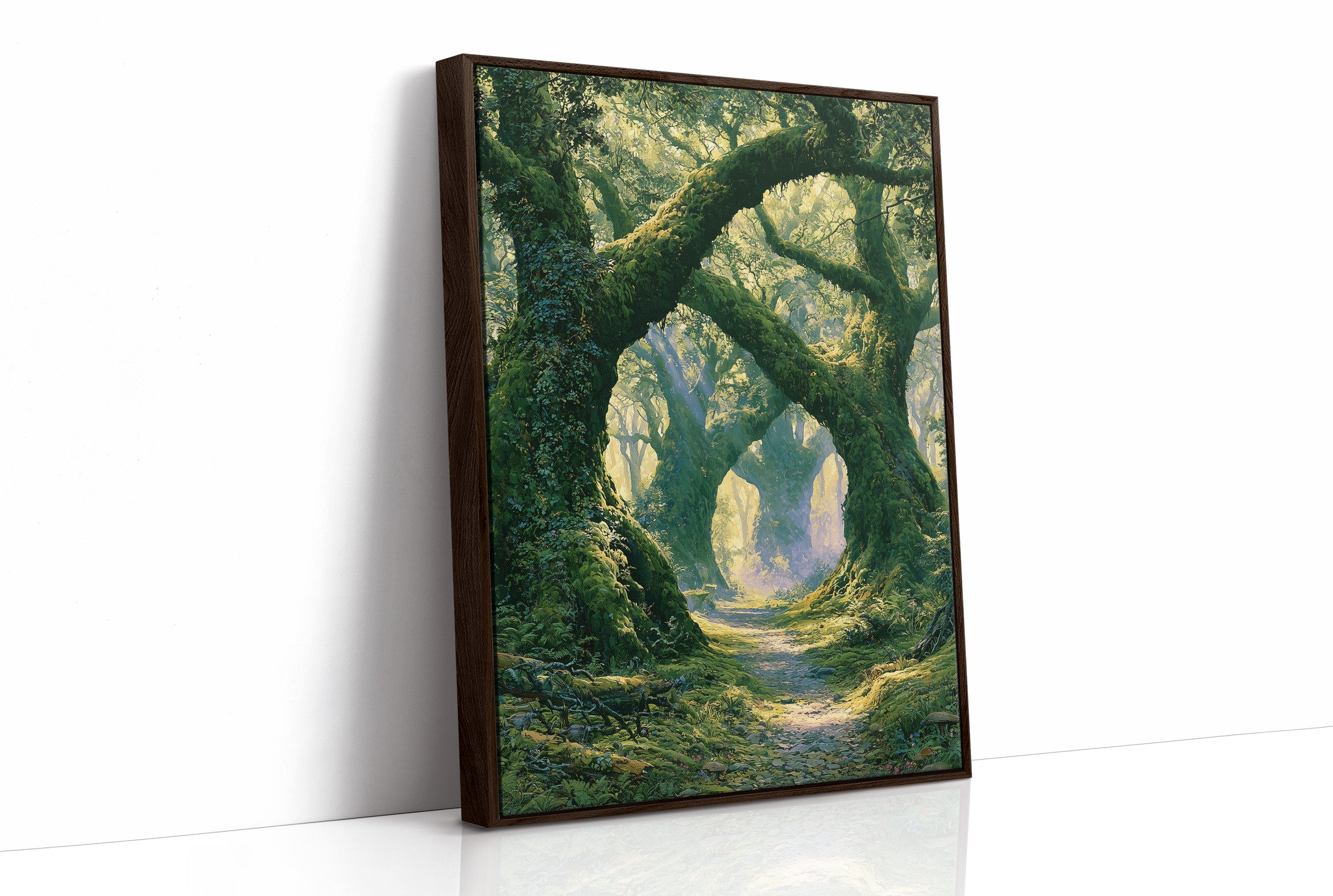 The Mossy Archway — Lavender Mist Forest Path Painting
