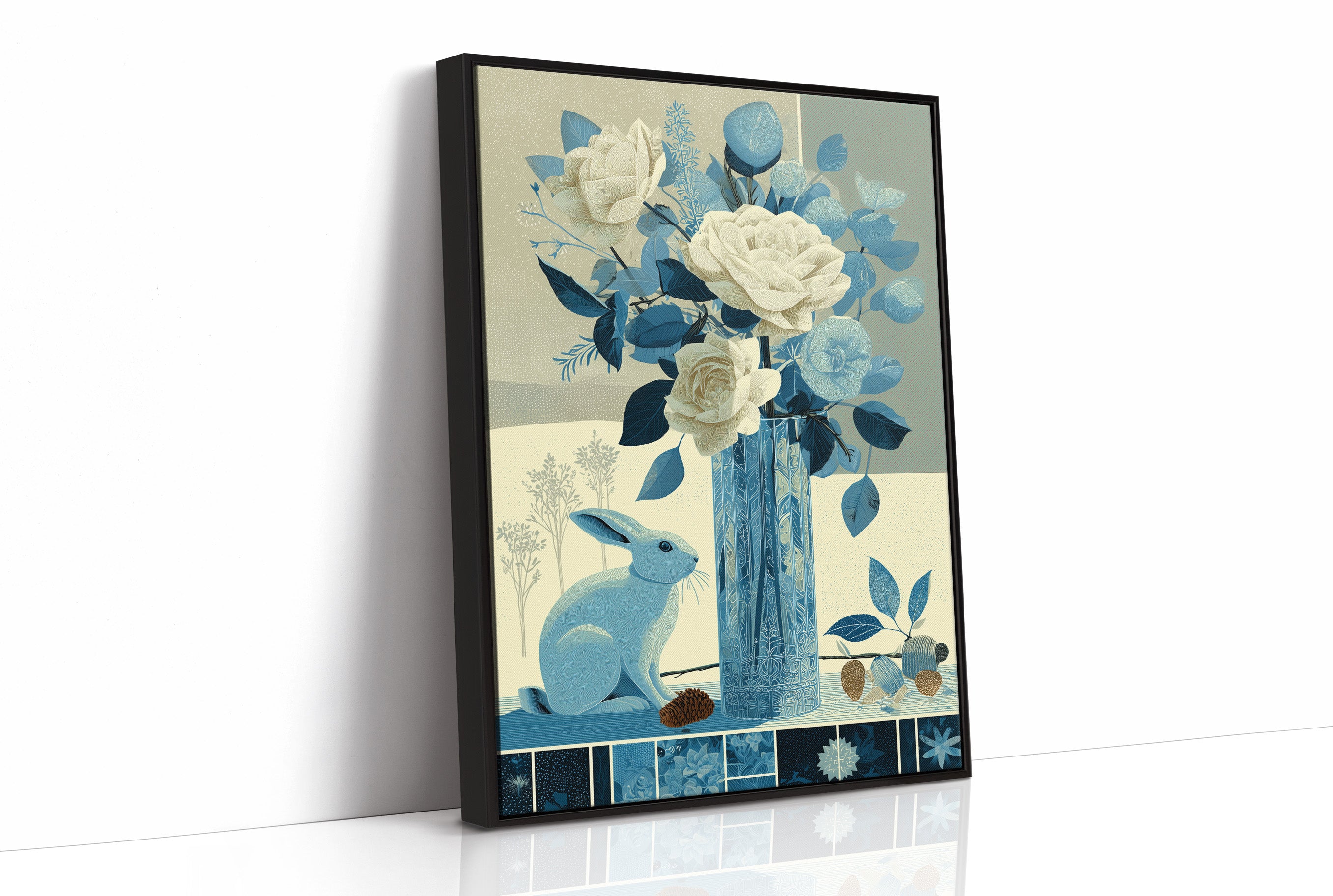 Blue Hare, Roses in Cut Glass