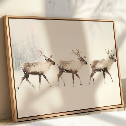 Winter Caribou Cross Misty Plains