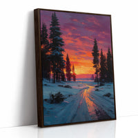 Winter Path Catches Fire At Dusk