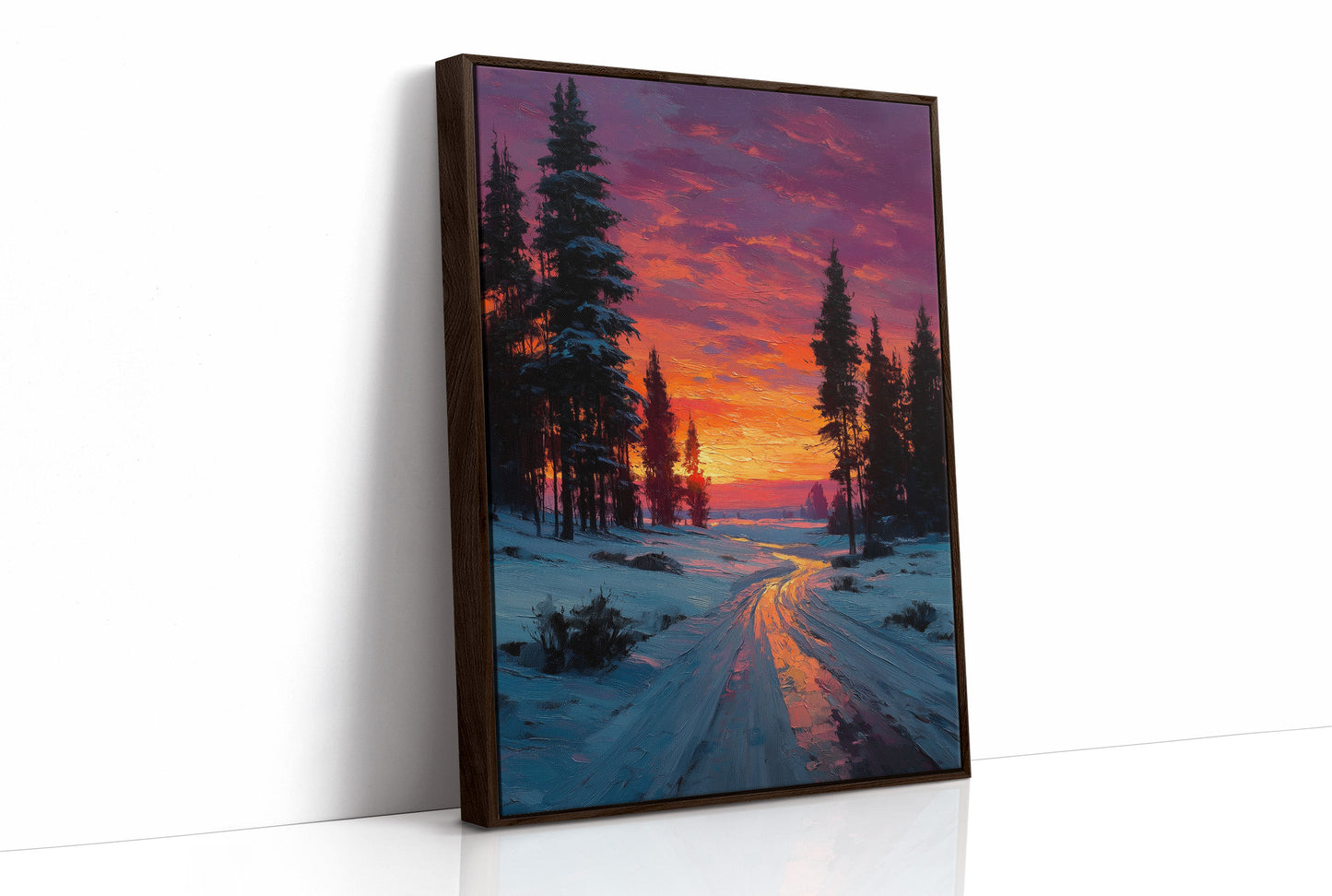 Winter Path Catches Fire At Dusk