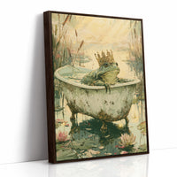 The Frog Prince's Bath — Golden Hour Pond Painting