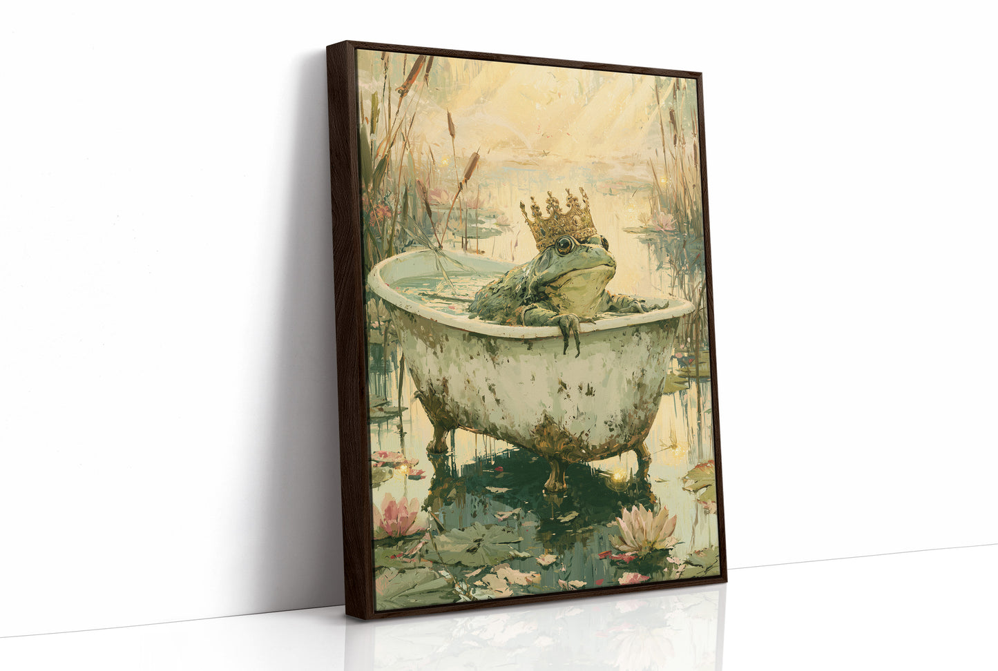 The Frog Prince's Bath — Golden Hour Pond Painting