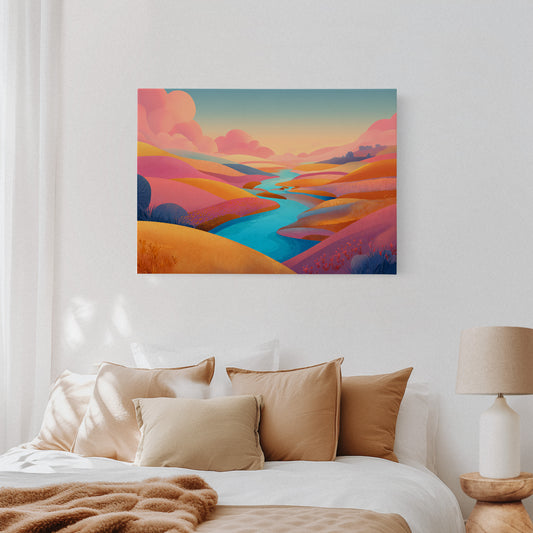 Turquoise River Cuts Through Sunset