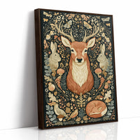 Woodland Tapestry — Dark Folk Art Deer and Forest Creatures