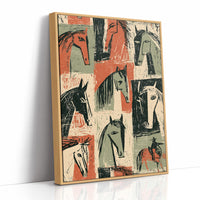 Horse Heads Block Print Grid