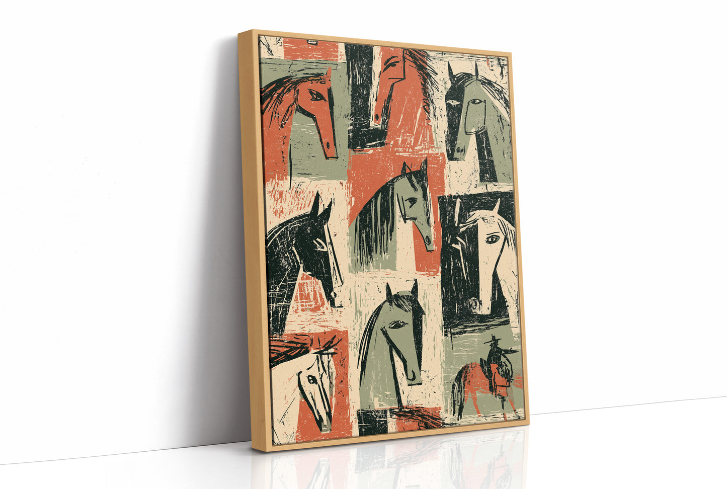 Horse Heads Block Print Grid