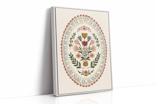 Folk Blooms in Oval Embrace