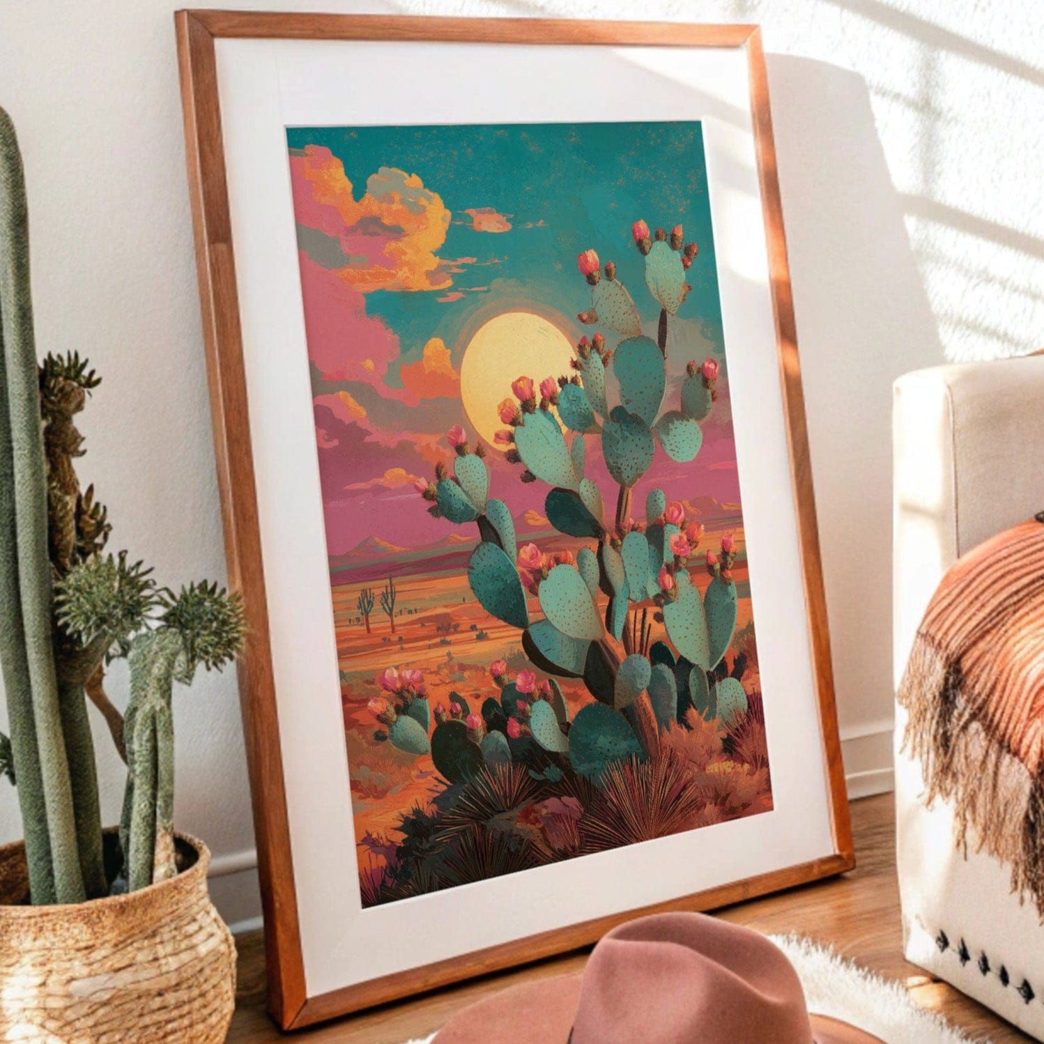Prickly Pears Chase Desert Moonrise