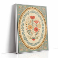 Botanical Medallion in Coral and Cream