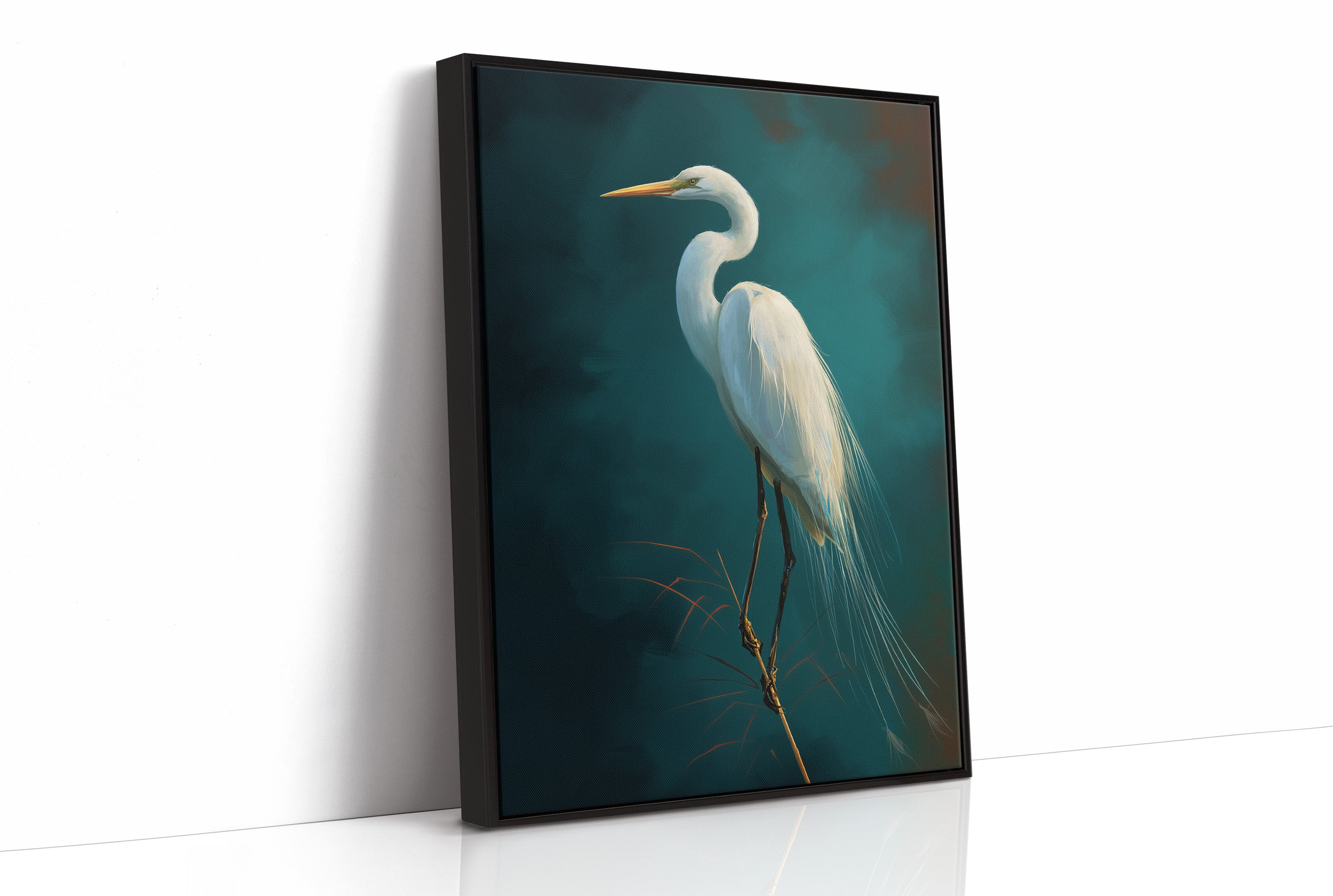 White Feathers Against Emerald Twilight