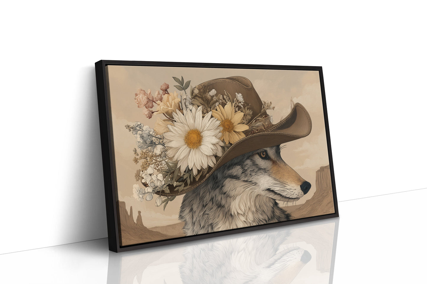 Desert Wolf Wears Wild Daisies