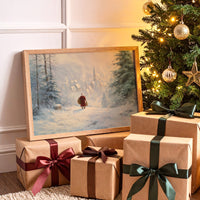 Snow Path Leads To Village Light