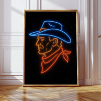 Neon Cowboy in the Starry Night