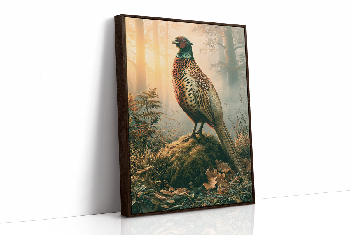 Pheasant at Dawn — Autumn Forest Wildlife Painting